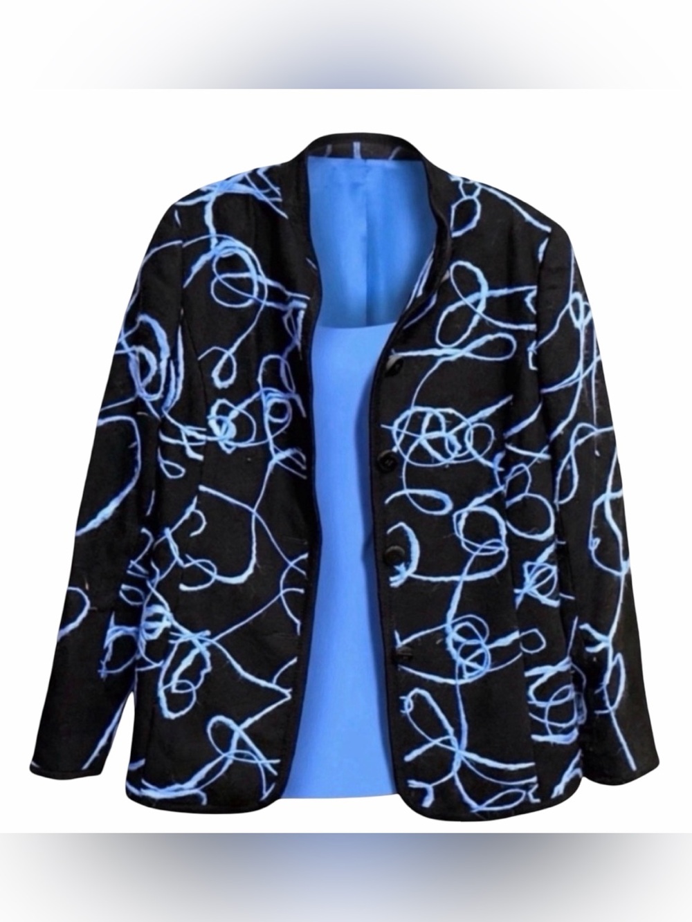 Carlisle Designer Jacket & Skirt Set | Abstract Blue Art Print - Picture 12 of 14